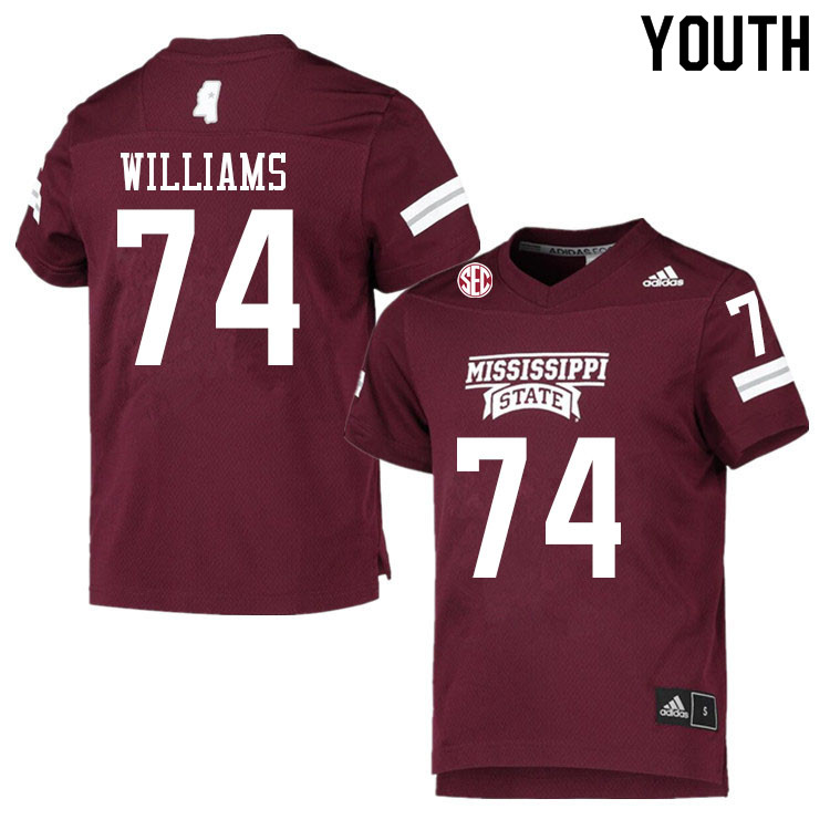 Youth #74 Carson Williams Mississippi State Bulldogs College Football Jerseys Sale-Maroon
